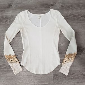 Free People Thermal Top With Bandanna & Crochet C… - image 1